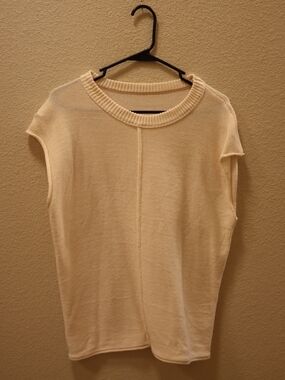 Cream Knit Cap Sleeve Sweater Top